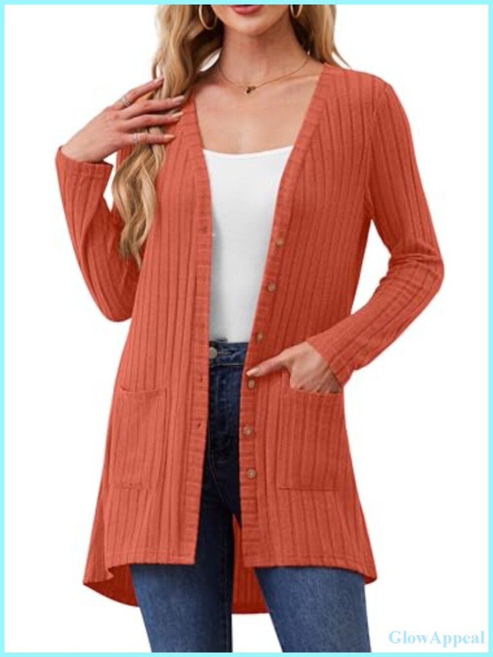 Women's Lightweight Long Duster Cardigan with Pockets and Button Closure